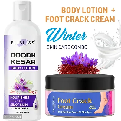 Doodh Kesar Glow Body Lotion with Foot Crack Cream for Repair Heel Crack