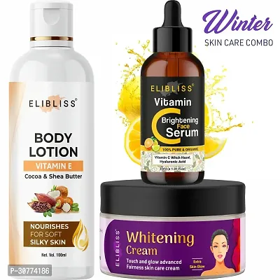 Elibliss Shea Butter  Cocoa Body Lotion + Vitamin C Serum + Whitening Cream Combo Pack-thumb0