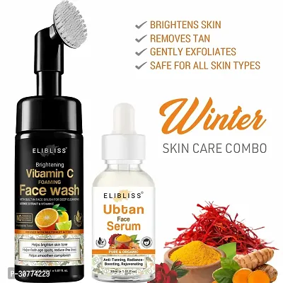 Vitamin C Foaming Face Wash with Ubtan Face Serum for Brightens Skin Tone