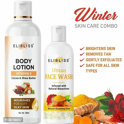 Elibliss Cocoa  Shea Butter Body Lotion with Ubtan Gel Based Face Wash Combo