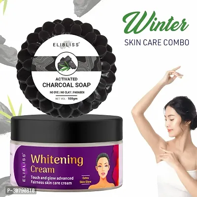 Elibliss Whitening Cream with Activated Charcoal Soap Deep Cleaning  Exfoliating