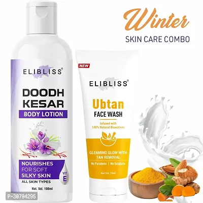 Elibliss Moisturizing Doodh Kesar Body Lotion + +  Ubtan Clean  Brighten Face Wash