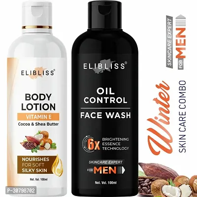 Elibliss Cocoa  Shea Butter Body Lotion Dry Skin with Men Oil Control Face Wash-thumb0