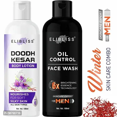 Elibliss Doodh  Kesar Body Lotion For Smooth + Oil Control Men Face Wash