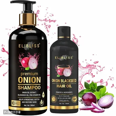 Elibliss Red Onion Black Seed  Shampoo with Onion Black Seed Hair Oil