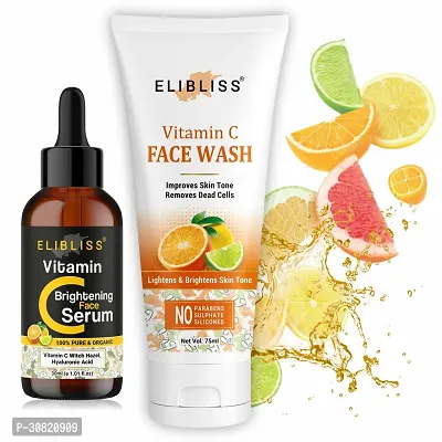 Elibliss Vitamin C Gel Face Wash and Serum Combo for Secret to Perfect Skin-thumb0