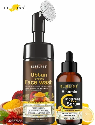 Elibliss Ubtan Foaming Face Wash + Vitamin C Serum for Nourishment  Moisturization-thumb0