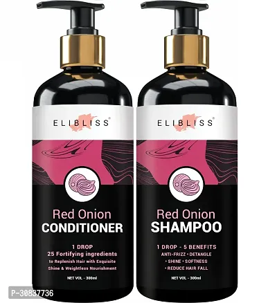 Elibliss Red Onion Shampoo + Red Onion Conditioner for  Anti-dandruff ,Straightening  Smoothening-thumb0