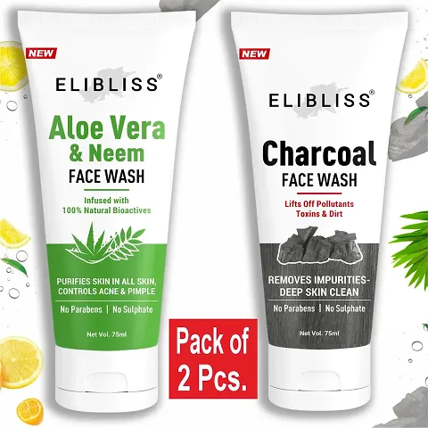 ELIBLISS Organic Activared Charcoal  Anti Acne  Pimple Removeal Neem Face Wash