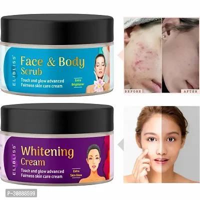 Elibliss Face and Body Scrub and Whitening Cream Combo for healthy  radiant glow