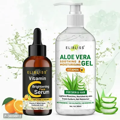 Elibliss Aloe Vera Gel with Vitamin C Serum  Combo for Anti-acne  Pimples