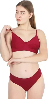 Women Stylish Cotton Blend Solid Lingerie Set  Pack of 3-thumb2