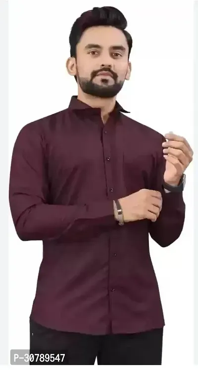 Stylish Maroon Cotton Blend Solid Casual Shirt For Men