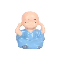 HHI Polyresin Miniature Baby Buddha Monk Figurines Showpiece for Home and Car Interior Decor Set of 4 (Multicolor)-thumb4