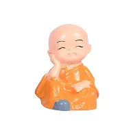 HHI Polyresin Miniature Baby Buddha Monk Figurines Showpiece for Home and Car Interior Decor Set of 4 (Multicolor)-thumb2