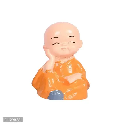 HHI Polyresin Miniature Baby Buddha Monk Figurines Showpiece for Home and Car Interior Decor Set of 4 (Multicolor)-thumb3