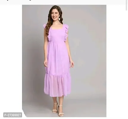 Stylish Purple Georgette Fit And Flare Dress For Women