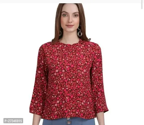 Fancy Red Rayon Top For Women
