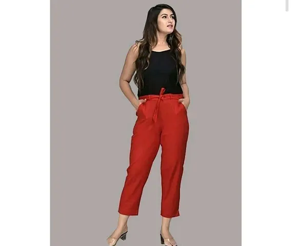 Elegant Rayon Solid Trousers For Women