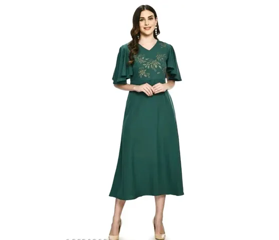 Stylish Crepe A-Line Dress For Women