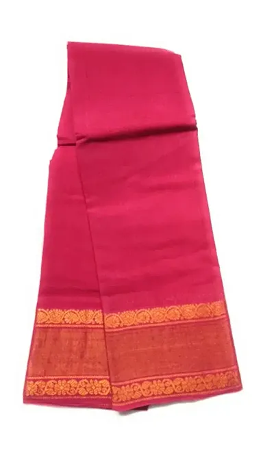 South Cotton Solid Zari Woven Border Sarees without Blouse piece