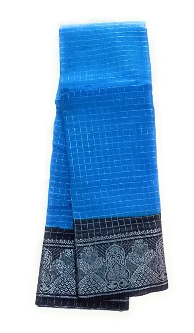 Classic Cotton Checked Sarees without Blouse piece