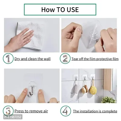 Self Adhesive Heavy Duty Hook for Home Kitchen Bathroom Hooks for Hangings Clothes, Wall Clock, Photo Frame, Key, Multipurpose(Pack of 20)-thumb3