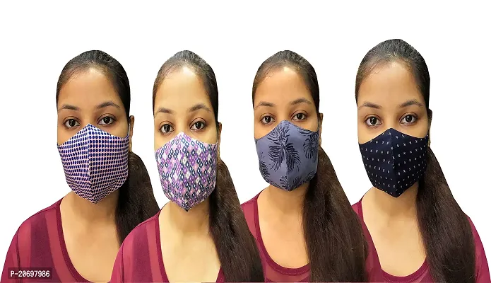 AZAD DYEING Cotton Reusable Reversible Washable Anti Pollution 3 Layer Face Mask (Pack Of 9 Mask)-thumb2
