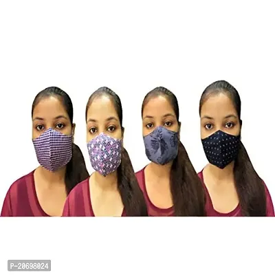 AZAD DYEING Cotton Reusable Reversible Washable Anti Pollution 3 Layer Face Mask (Pack Of 7 Mask)-thumb2