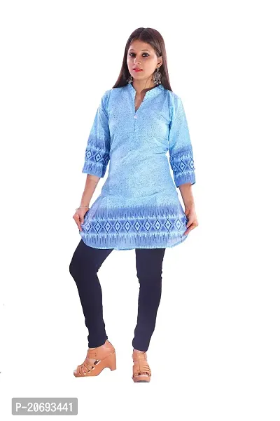 AZAD DYEING Women's Cotton Short Kurti (Blue , 38)-thumb0
