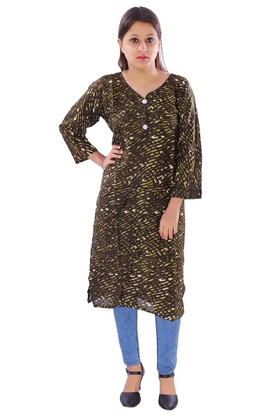 Stylish Cotton Straight Cheetah Printed Kurta