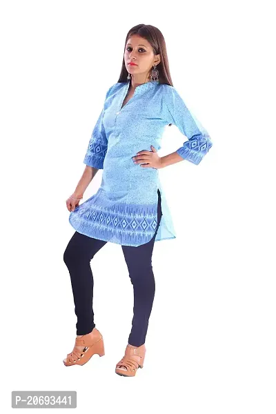 AZAD DYEING Women's Cotton Short Kurti (Blue , 38)-thumb2