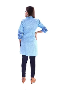 AZAD DYEING Women's Cotton Short Kurti (Blue , 38)-thumb2
