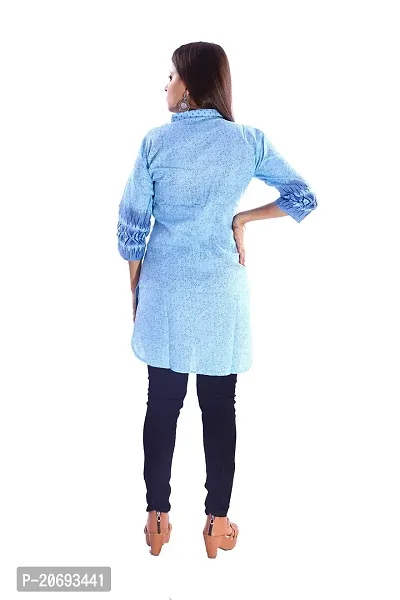 AZAD DYEING Women's Cotton Short Kurti (Blue , 38)-thumb3