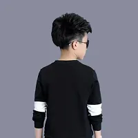 Stylish Black Cotton Blend  Tees For Boys-thumb1