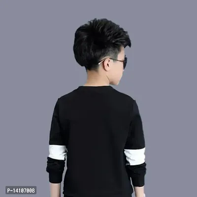 Stylish Black Cotton Blend  Tees For Boys-thumb2