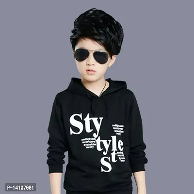 Stylish Black Cotton Blend  Tees For Boys