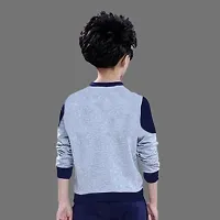 Stylish Grey Cotton Blend  Tees For Boys-thumb1