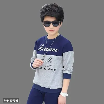 Stylish Grey Cotton Blend  Tees For Boys