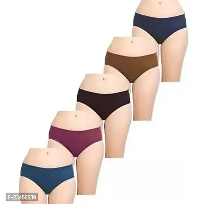 Stylish Multicoloured Cotton Solid Briefs For Women Pack Of 5-thumb0