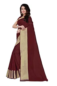 Maroon Cotton Silk Saree With Blouse Piece-thumb1