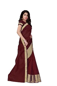 Maroon Cotton Silk Saree With Blouse Piece-thumb2