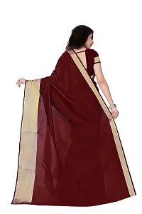 Maroon Cotton Silk Saree With Blouse Piece-thumb3