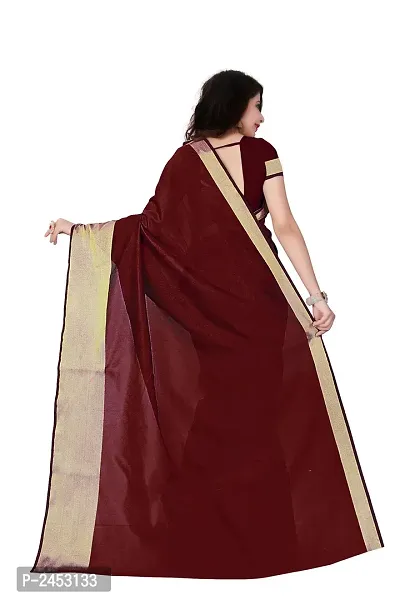 Maroon Cotton Silk Saree With Blouse Piece-thumb4