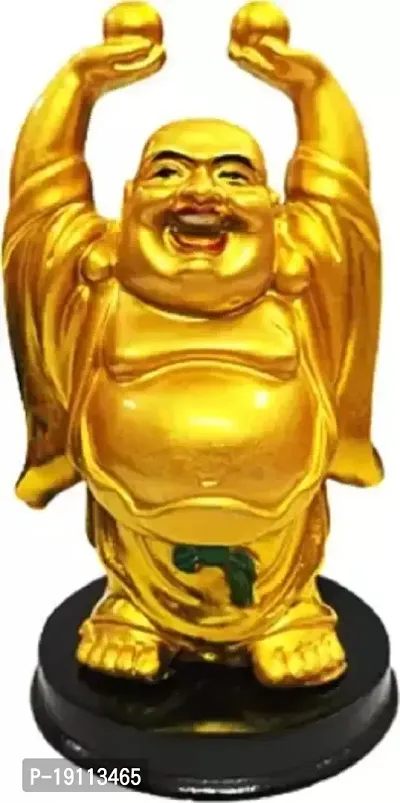 Kargau Resin Laughing Buddha Statue Feng Shui Laughing Buddha | Happy Man with Wealth Balls in Both Hands Decorative Showpiece - 12 cm (Polyresin, Multicolor) Pack of 1Pcs-thumb0