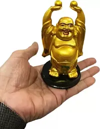 Kargau Resin Laughing Buddha Statue Feng Shui Laughing Buddha | Happy Man with Wealth Balls in Both Hands Decorative Showpiece - 12 cm (Polyresin, Multicolor) Pack of 1Pcs-thumb3