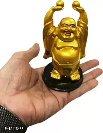 Kargau Resin Laughing Buddha Statue Feng Shui Laughing Buddha | Happy Man with Wealth Balls in Both Hands Decorative Showpiece - 12 cm (Polyresin, Multicolor) Pack of 1Pcs-thumb4