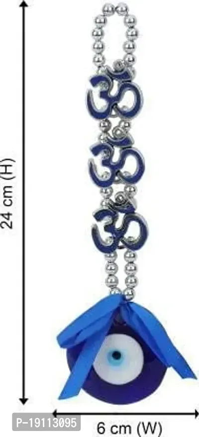 Kargau Three Om Evil Eye Wall Hanging Showpiece Hanging for Good Luck (23 * 6 CM, Blue) Pack of 1 Pcs-thumb3