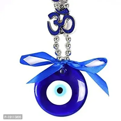 Kargau Three Om Evil Eye Wall Hanging Showpiece Hanging for Good Luck (23 * 6 CM, Blue) Pack of 1 Pcs-thumb2