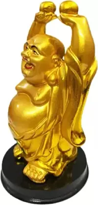 Kargau Resin Laughing Buddha Statue Feng Shui Laughing Buddha | Happy Man with Wealth Balls in Both Hands Decorative Showpiece - 12 cm (Polyresin, Multicolor) Pack of 1Pcs-thumb1